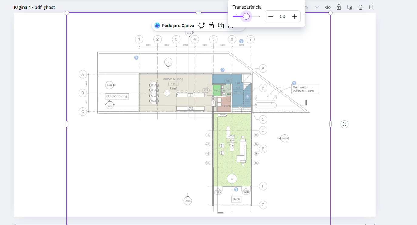 Use an editor like Canva to change the transparency of the PDF converted to an image