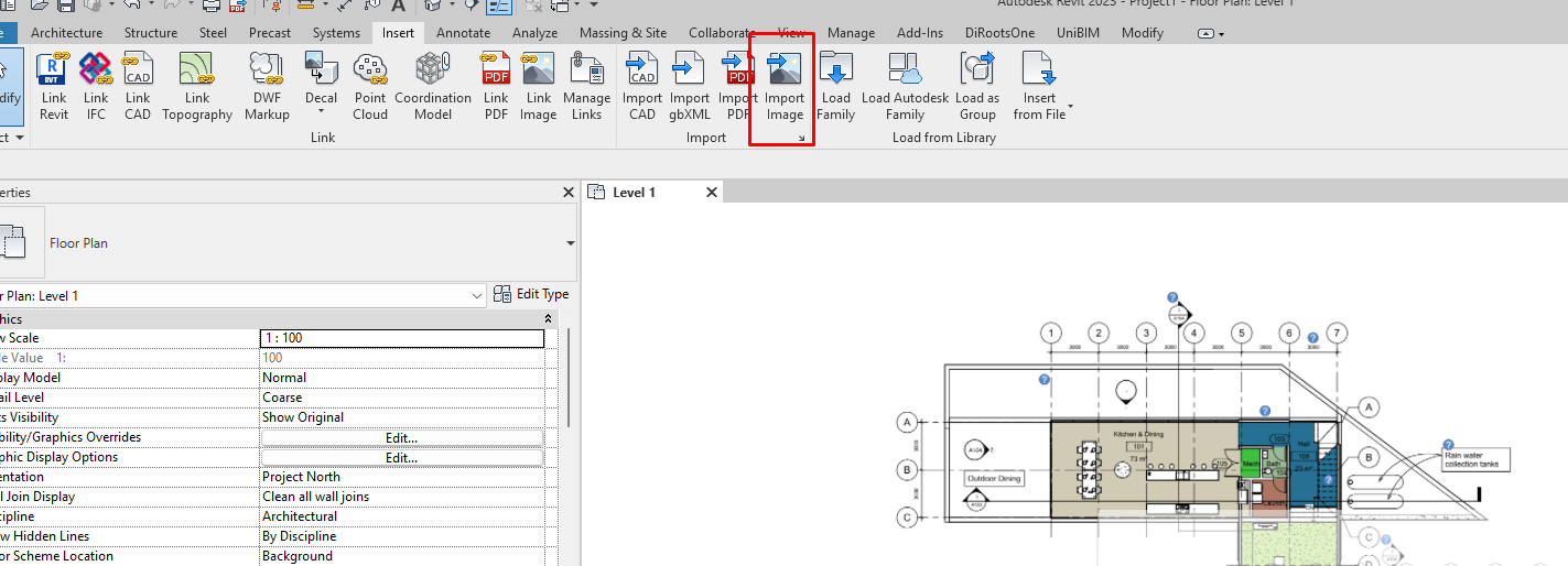 Click on Insert Image and load the image with transparency applied into Revit